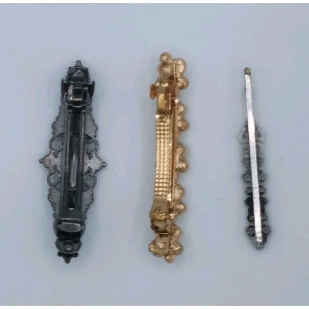 Vintage‎ Hair Barrettes Hair Clips Rhinestone Hair Clips Lot Of 3